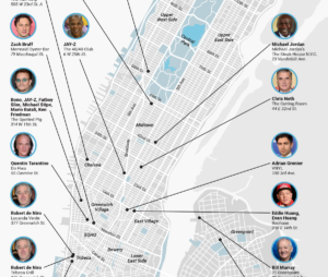 Map of New York City celebrities homes